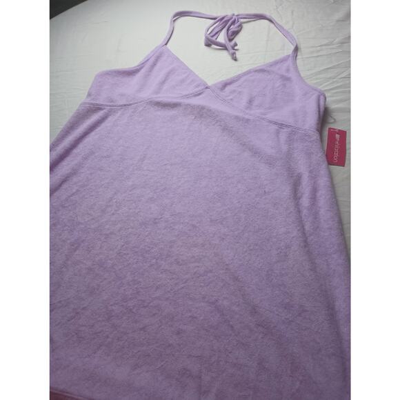 Xhilaration Terry Cloth Halter Top Dress Purple Women NWT Size XL Beach - Picture 2 of 7